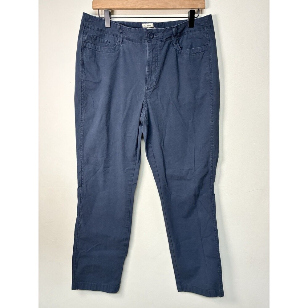 LL Bean Chino Pants Women’s 12 Favorite Fit Straight Leg Blue Preppy Business